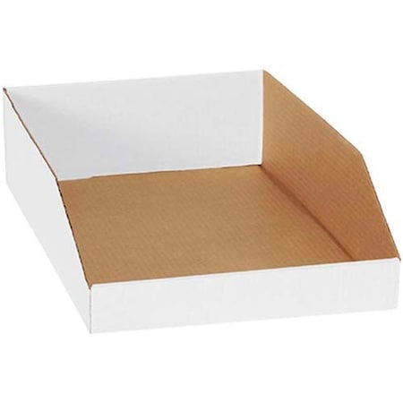 Box Packaging Corrugated Storage Bin, 200#/Ect-32-B Corrugated, White, 12 in W BSBINEB1812